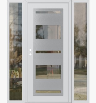 Diamond C10 60" x 80" white/white clear Glass Panel stainless steel RHI with 2 Sidelites clear Glass