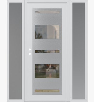 Diamond C10 64" x 80" white/white clear Glass Panel stainless steel RHI with 2 Sidelites frosted Glass