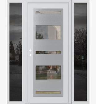 Diamond C10 68" x 80" white/white clear Glass Panel stainless steel RHI with 2 Sidelites mirrored Glass