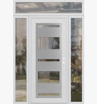 Diamond C10 64" x 96" white/white clear Glass Panel stainless steel LHI with 2 Sidelites and Transom clear Glass