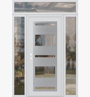 Diamond C10 64" x 96" white/white clear Glass Panel stainless steel RHI with 2 Sidelites and Transom clear Glass