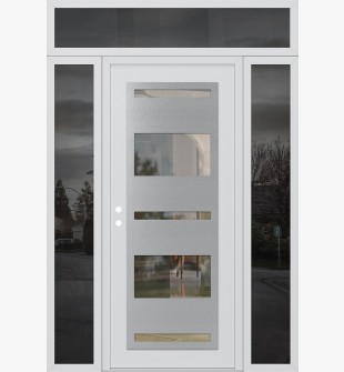 Diamond C10 68" x 96" white/white clear Glass Panel stainless steel RHI with 2 Sidelites and Transom mirrored Glass