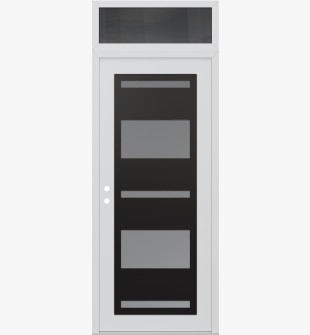Diamond C10 36" x 96" white/white frosted Glass Panel black RHI with Transom mirrored Glass