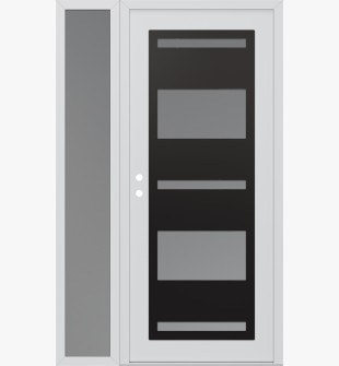 Diamond C10 48" x 80" white/white frosted Glass Panel black RHI with Sidelite frosted Glass