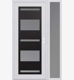 Diamond C10 52" x 80" white/white frosted Glass Panel black LHI with Sidelite frosted Glass