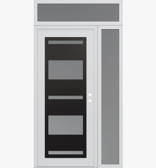 Diamond C10 50" x 96" white/white frosted Glass Panel black LHI with Sidelite and Transom frosted Glass