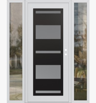 Diamond C10 64" x 80" white/white frosted Glass Panel black LHI with 2 Sidelites clear Glass