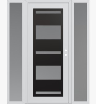 Diamond C10 68" x 80" white/white frosted Glass Panel black LHI with 2 Sidelites frosted Glass