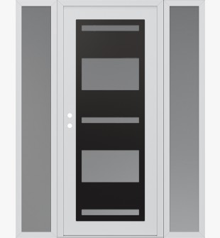 Diamond C10 68" x 80" white/white frosted Glass Panel black RHI with 2 Sidelites frosted Glass