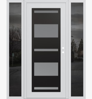 Diamond C10 68" x 80" white/white frosted Glass Panel black LHI with 2 Sidelites mirrored Glass