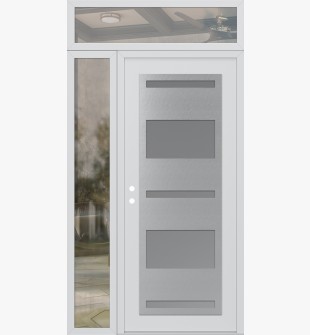 Diamond C10 48" x 96" white/white frosted Glass Panel stainless steel RHI with Sidelite and Transom clear Glass