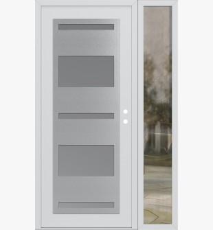 Diamond C10 48" x 80" white/white frosted Glass Panel stainless steel LHI with Sidelite clear Glass