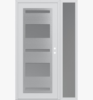 Diamond C10 52" x 80" white/white frosted Glass Panel stainless steel LHI with Sidelite frosted Glass