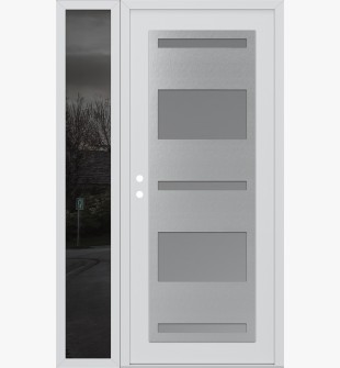 Diamond C10 48" x 80" white/white frosted Glass Panel stainless steel LHI with Sidelite mirrored Glass