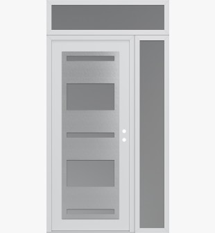 Diamond C10 50" x 96" white/white frosted Glass Panel stainless steel LHI with Sidelite and Transom frosted Glass