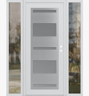 Diamond C10 60" x 80" white/white frosted Glass Panel stainless steel LHI with 2 Sidelites clear Glass