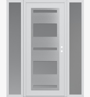Diamond C10 60" x 80" white/white frosted Glass Panel stainless steel LHI with 2 Sidelites frosted Glass