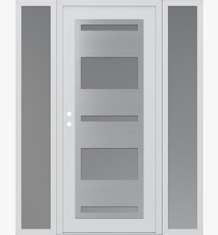 Diamond C10 60" x 80" white/white frosted Glass Panel stainless steel RHI with 2 Sidelites frosted Glass