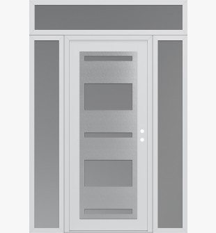 Diamond C10 68" x 96" white/white frosted Glass Panel stainless steel LHI with 2 Sidelites and Transom frosted Glass