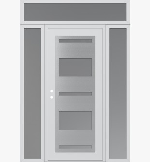 Diamond C10 68" x 96" white/white frosted Glass Panel stainless steel RHI with 2 Sidelites and Transom frosted Glass