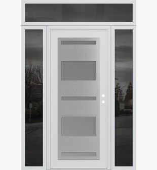 Diamond C10 68" x 96" white/white frosted Glass Panel stainless steel LHI with 2 Sidelites and Transom mirrored Glass