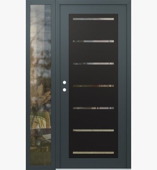 Diamond C11 48" x 80" anthracite/anthracite clear Glass Panel black RHI with Sidelite clear Glass