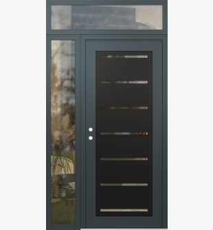 Diamond C11 50" x 96" anthracite/anthracite clear Glass Panel black RHI with Sidelite and Transom clear Glass