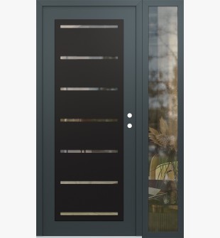 Diamond C11 52" x 80" anthracite/anthracite clear Glass Panel black LHI with Sidelite clear Glass