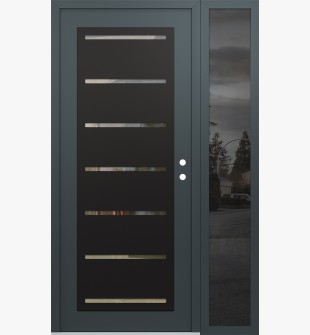 Diamond C11 52" x 80" anthracite/anthracite clear Glass Panel black LHI with Sidelite mirrored Glass