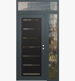 Diamond C11 52" x 96" anthracite/anthracite clear Glass Panel black LHI with Sidelite and Transom clear Glass