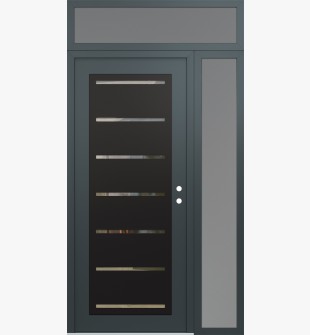 Diamond C11 48" x 96" anthracite/anthracite clear Glass Panel black LHI with Sidelite and Transom frosted Glass