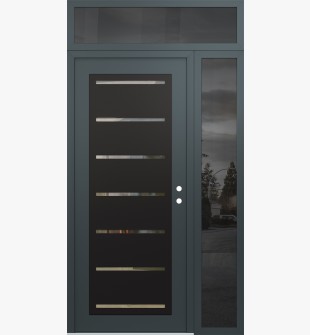 Diamond C11 50" x 96" anthracite/anthracite clear Glass Panel black LHI with Sidelite and Transom mirrored Glass