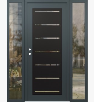 Diamond C11 64" x 80" anthracite/anthracite clear Glass Panel black RHI with 2 Sidelites clear Glass