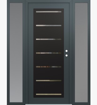 Diamond C11 68" x 80" anthracite/anthracite clear Glass Panel black LHI with 2 Sidelites frosted Glass