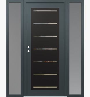 Diamond C11 68" x 80" anthracite/anthracite clear Glass Panel black RHI with 2 Sidelites frosted Glass