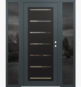 Diamond C11 68" x 80" anthracite/anthracite clear Glass Panel black LHI with 2 Sidelites mirrored Glass