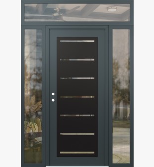 Diamond C11 60" x 96" anthracite/anthracite clear Glass Panel black RHI with 2 Sidelites and Transom clear Glass