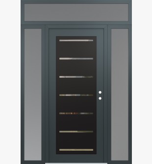 Diamond C11 68" x 96" anthracite/anthracite clear Glass Panel black LHI with 2 Sidelites and Transom frosted Glass