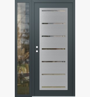 Diamond C11 48" x 80" anthracite/anthracite clear Glass Panel stainless steel RHI with Sidelite clear Glass