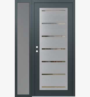 Diamond C11 52" x 80" anthracite/anthracite clear Glass Panel stainless steel RHI with Sidelite frosted Glass