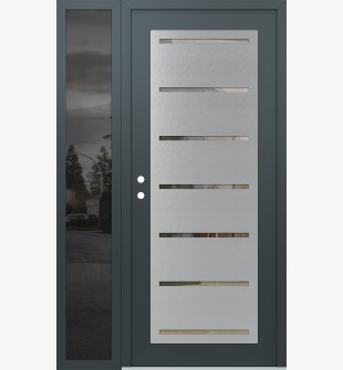 Diamond C11 52" x 80" anthracite/anthracite clear Glass Panel stainless steel RHI with Sidelite mirrored Glass