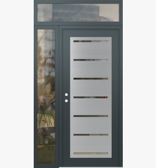 Diamond C11 48" x 96" anthracite/anthracite clear Glass Panel stainless steel RHI with Sidelite and Transom clear Glass