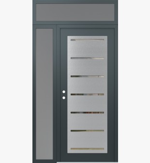 Diamond C11 48" x 96" anthracite/anthracite clear Glass Panel stainless steel RHI with Sidelite and Transom frosted Glass