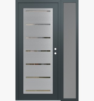 Diamond C11 48" x 80" anthracite/anthracite clear Glass Panel stainless steel LHI with Sidelite frosted Glass