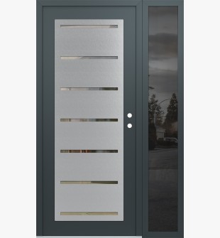 Diamond C11 52" x 80" anthracite/anthracite clear Glass Panel stainless steel LHI with Sidelite mirrored Glass