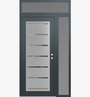 Diamond C11 48" x 96" anthracite/anthracite clear Glass Panel stainless steel LHI with Sidelite and Transom frosted Glass