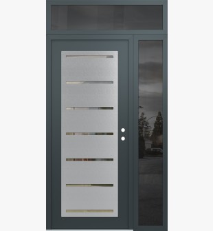 Diamond C11 50" x 96" anthracite/anthracite clear Glass Panel stainless steel LHI with Sidelite and Transom mirrored Glass
