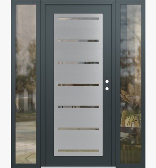 Diamond C11 64" x 80" anthracite/anthracite clear Glass Panel stainless steel LHI with 2 Sidelites clear Glass