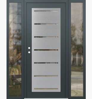 Diamond C11 60" x 80" anthracite/anthracite clear Glass Panel stainless steel RHI with 2 Sidelites clear Glass