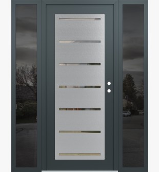 Diamond C11 64" x 80" anthracite/anthracite clear Glass Panel stainless steel LHI with 2 Sidelites mirrored Glass